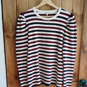 Talbots Puff Shoulder Ribbed Sweater - Large